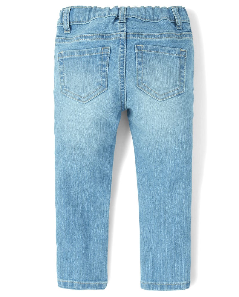 The Children's Place Baby Girls and Toddler Girls Super Skinny Jeans, Light Jay Blue Wash, 6-9 MONTHS (Pack of 1) - Image 3